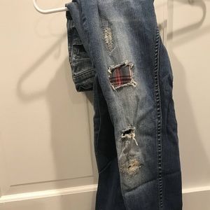 Altar'd State Straight Jeans with Flannel Details